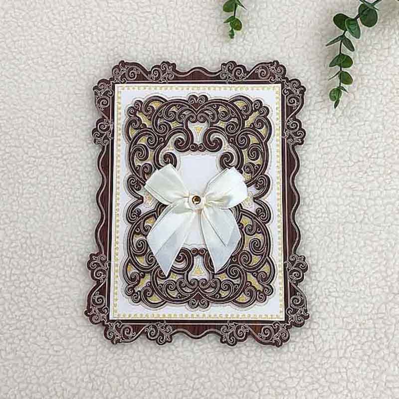 Factory direct sales and wholesale of elegant rectangular laser-hollowed-out wooden invitations and cards with bows from the Middle East and Africa. Hand-held envelopes