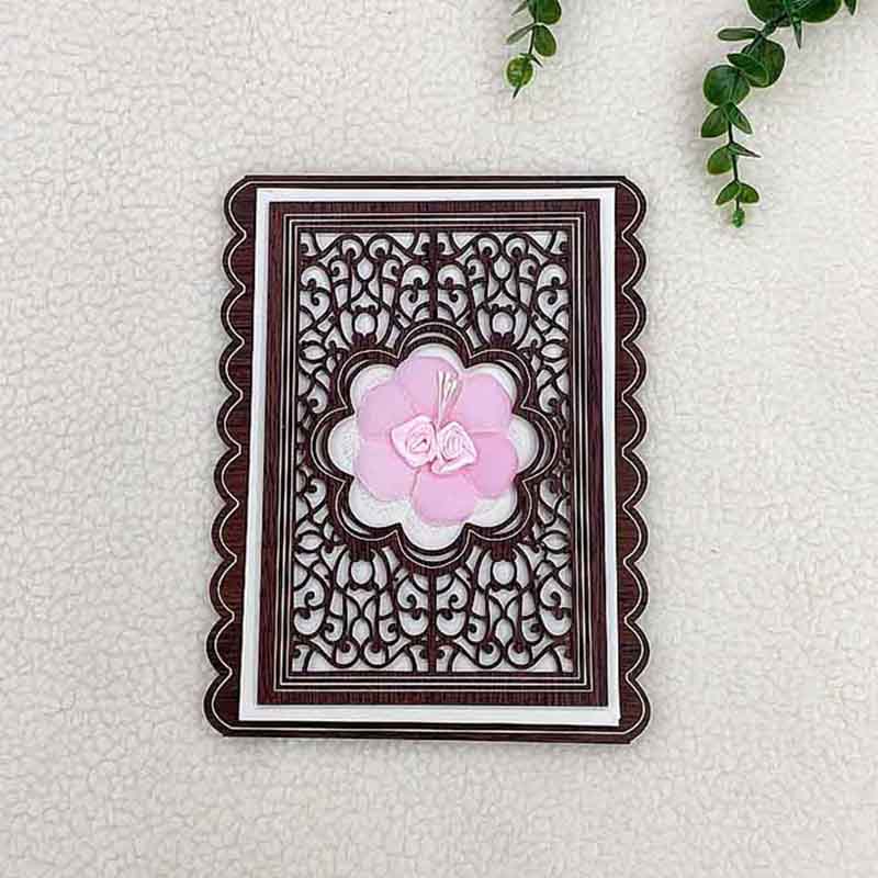 Customized high-end rectangular laser-hollowed-out wooden invitations for the Middle East and Africa with pink flowers, hand-held envelopes, wedding invitations, factory direct sales and wholesale