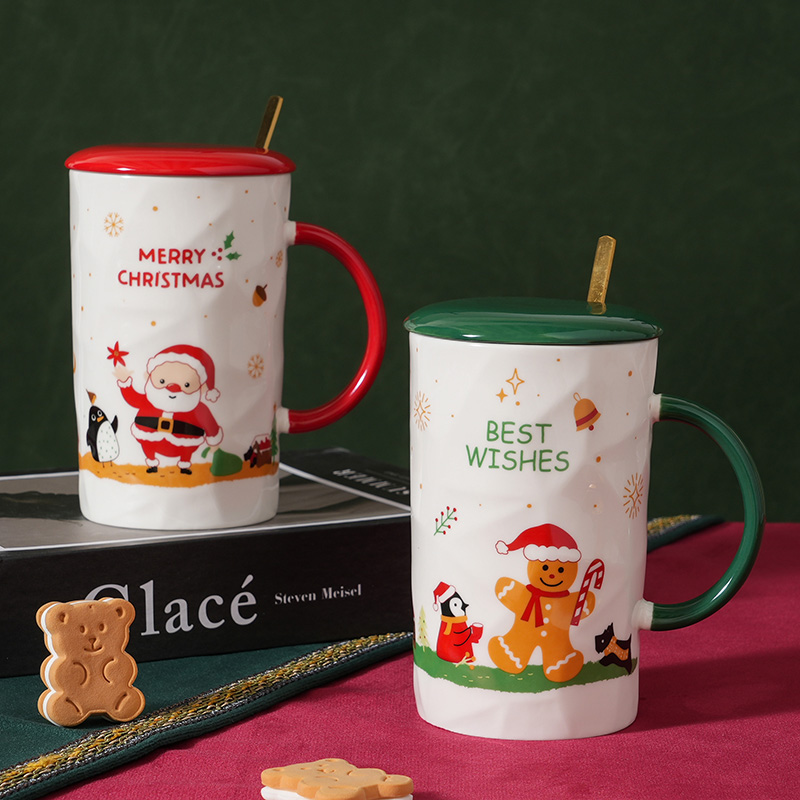 New design creative Santa Claus mugs, cute cups, ceramic coffee mugs, ceramic Christmas mugs with gift boxes Item Picture
