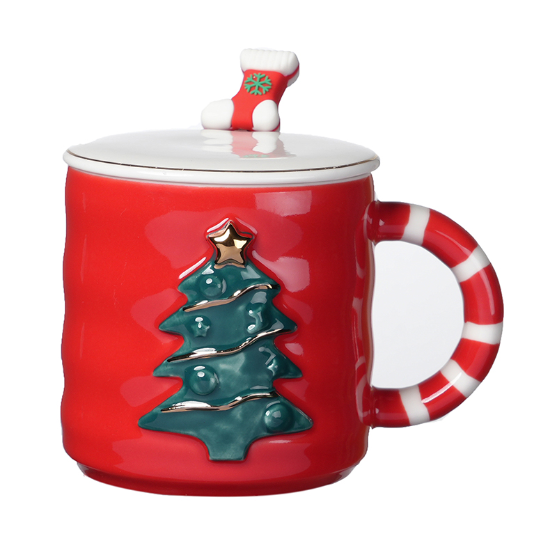 创意设计咖啡杯定制印花标志圣诞礼物红白奶茶陶瓷杯马克杯图