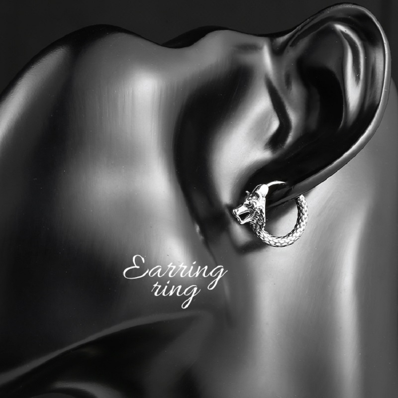 Changsheng Jewelry's unique and retro wolf-head earrings, stainless steel ear rings, and niche earrings Item Picture