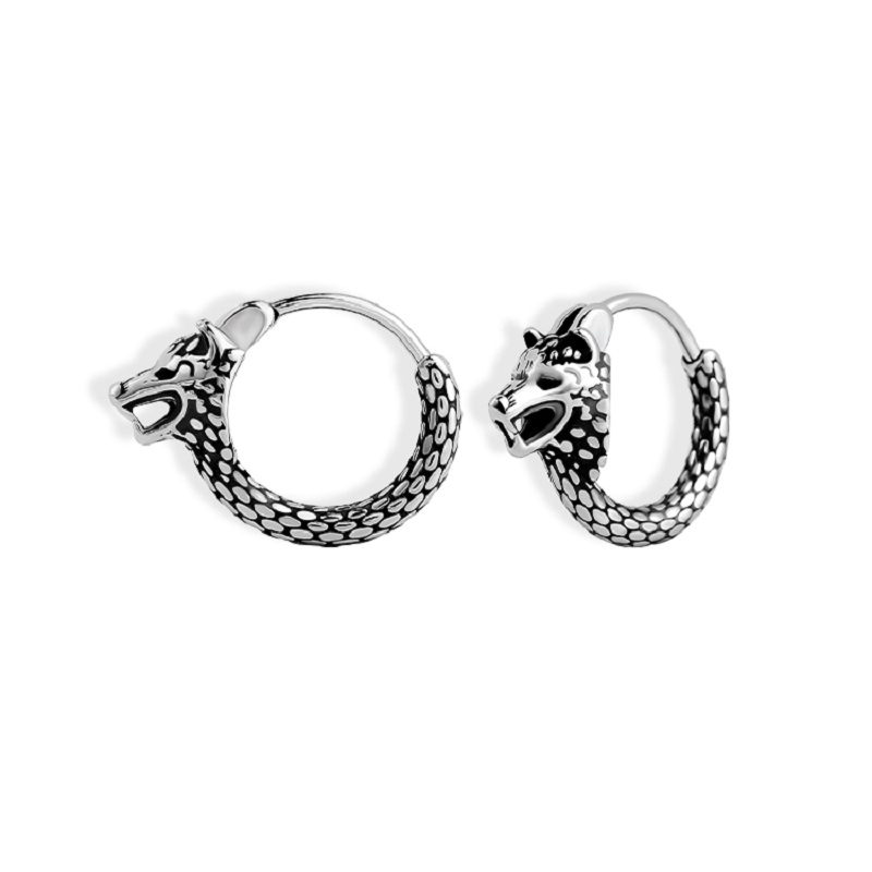 Changsheng Jewelry's unique and retro wolf-head earrings, stainless steel ear rings, and niche earrings details Picture