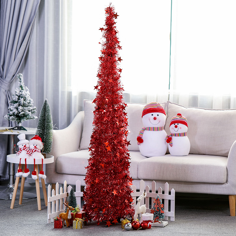创意圣诞节用品 毛条圣诞树 可伸缩折叠圣诞装饰树 饰品树详情图4