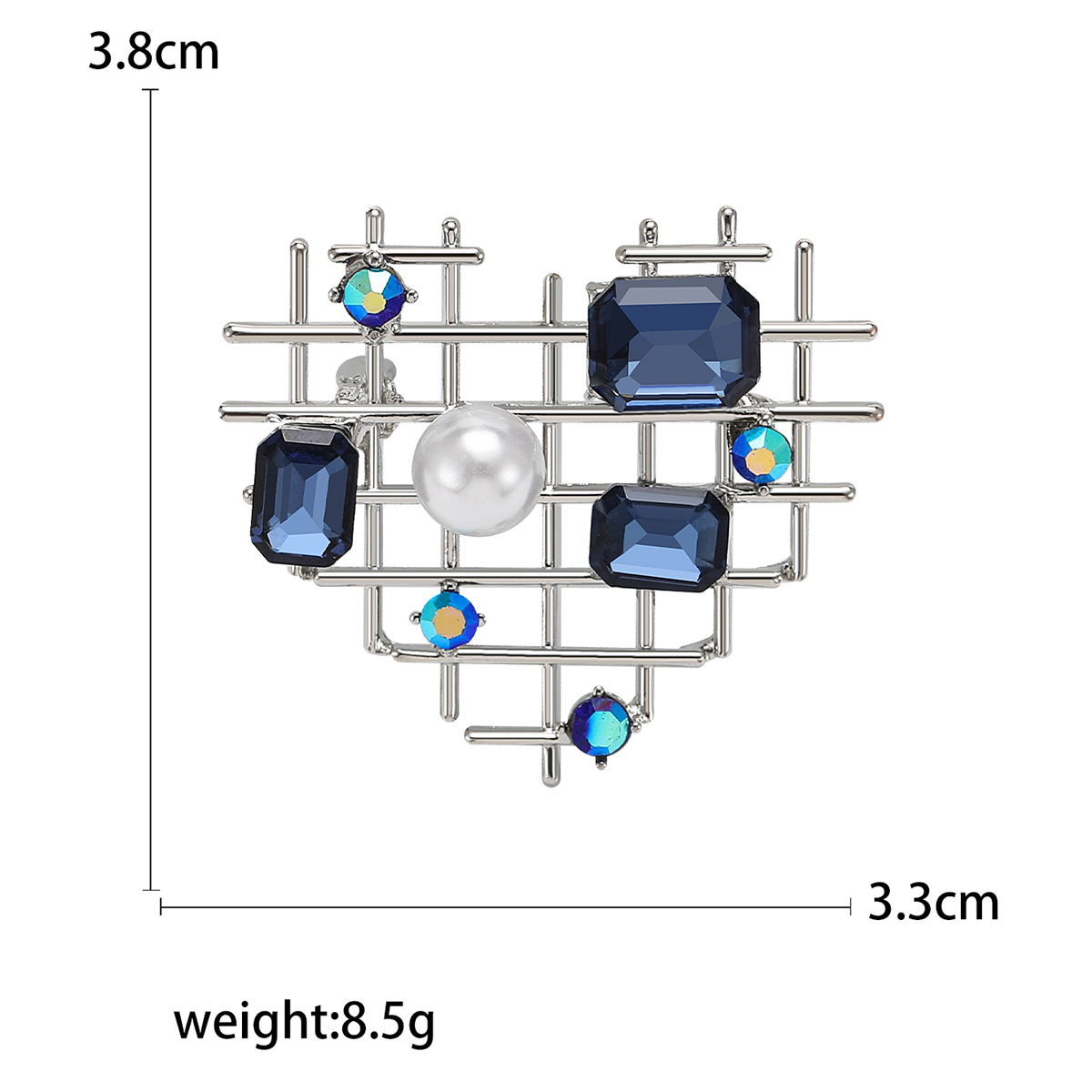 Factory direct sales, creative and light luxury new best-selling retro water diamond glass heart-shaped butterfly stainless steel brooch, anti-glare, light luxury creative retro brooch, simple and fashionable accessory pin details Picture