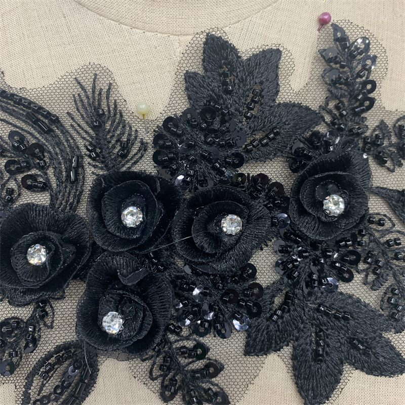 Beaded embroidery, lace applique, wedding dress and evening gown accessories details Picture