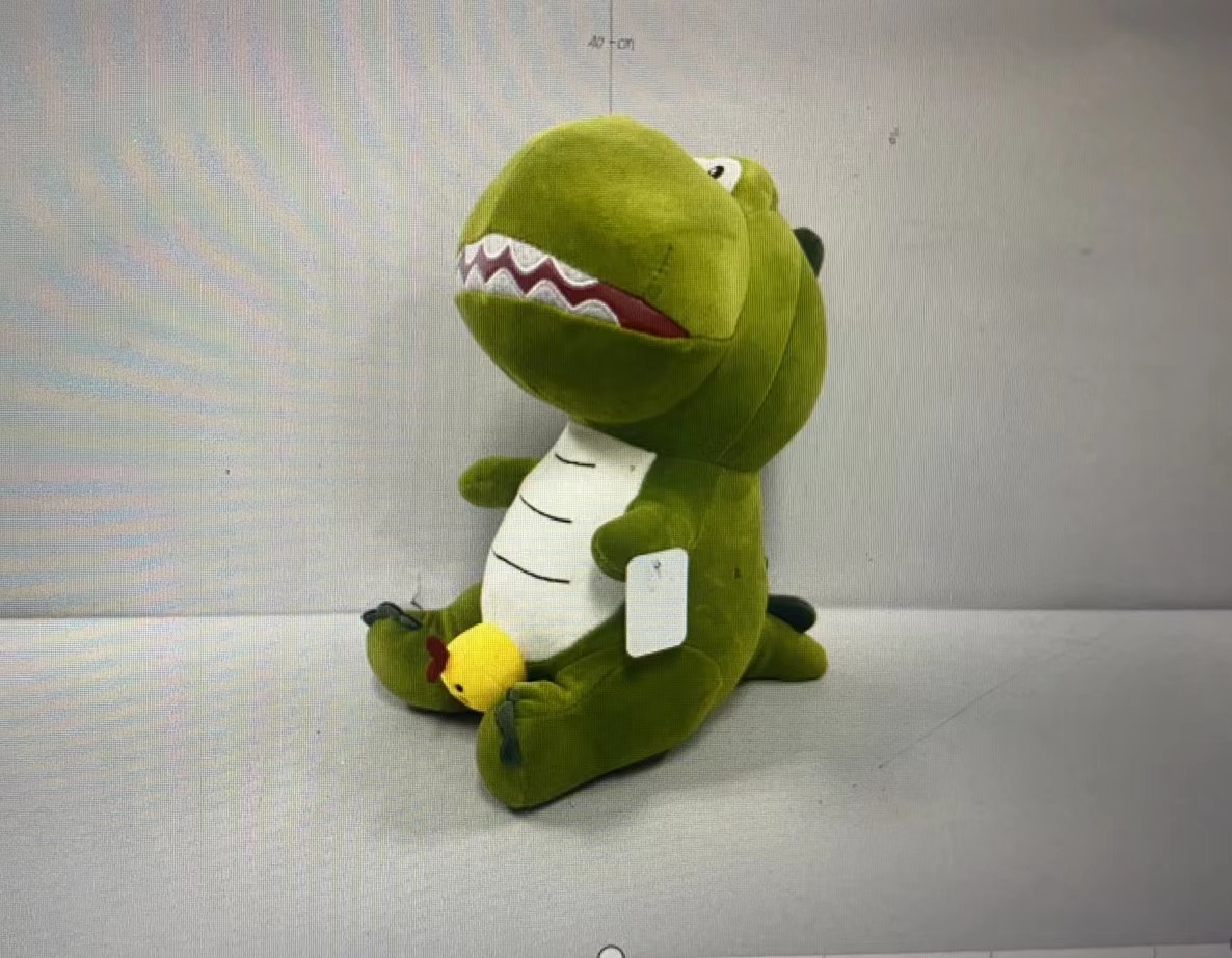 Cute and silly chicken dragon plush toy, large chicken dinosaur, sleeping on the bed with legs crossed, stuffed doll, male and female