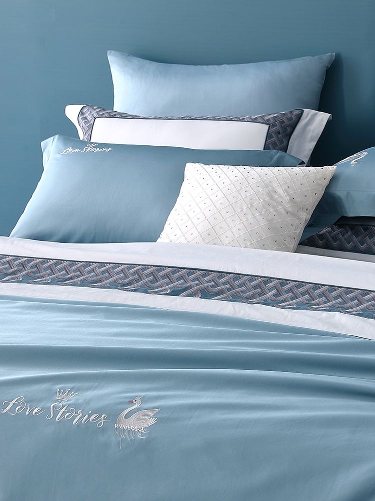 家纺60支新疆长绒棉全棉四件套简约套件全棉纯棉床单被套被罩