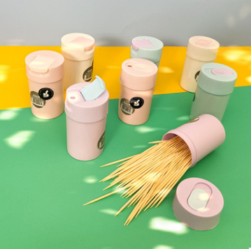 Double-headed sliding cover flip cover bamboo toothpicks, bamboo independent box toothpicks, 300 toothpicks, disposable fruit picks details Picture