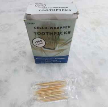 1000 single plastic-coated toothpicks/Natural and eco-friendly/portable/daily home/hotel/bamboo/double-headed Specification image