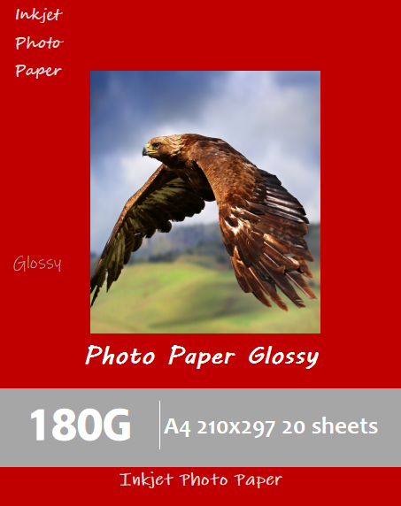 180gsm 高光泽相片纸Inkjet Glossy Photo Paper A4x70

详情图1