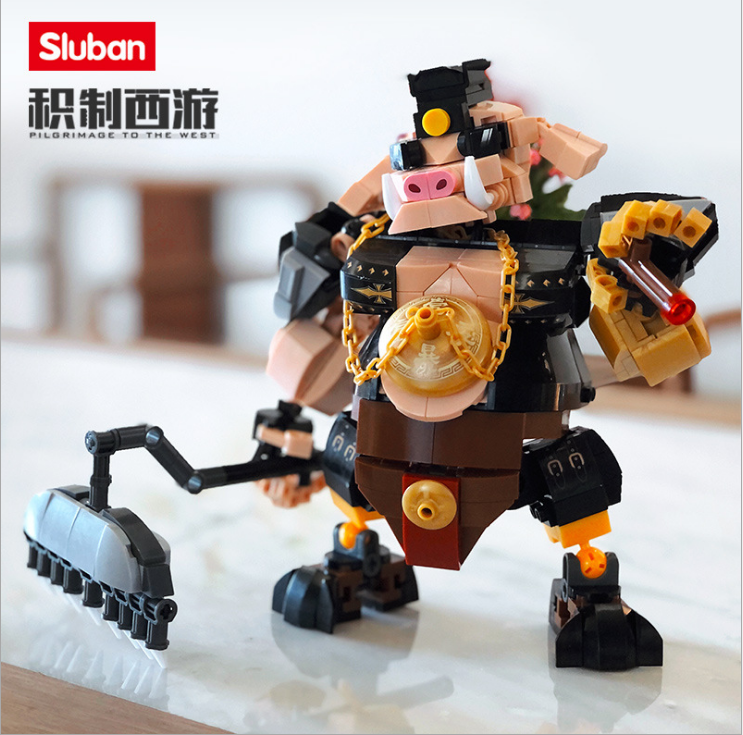 小鲁班积制西游美猴王猪刚鬣牛魔王组装模型男孩拼装积木拼插玩具详情图2