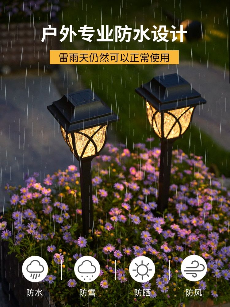 New solar-powered outdoor courtyard ground plug lawn light, home garden atmosphere decoration, grassland waterproof landscape arrangement Item Picture