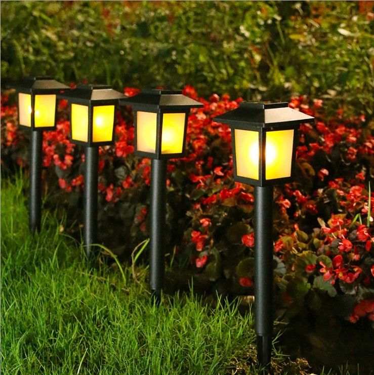 Solar outdoor garden lights, household waterproof garden and villa ground insert lawn lights, landscape decoration flame small palace lights