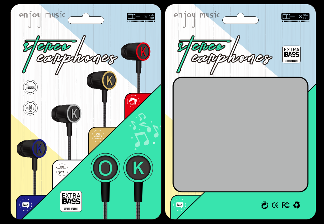 Guangdong Suoge brand OK1 mobile phone headphones, in-ear headsets, MP3 earbuds, wired headphones, small headphones, fashionable and creative products details Picture