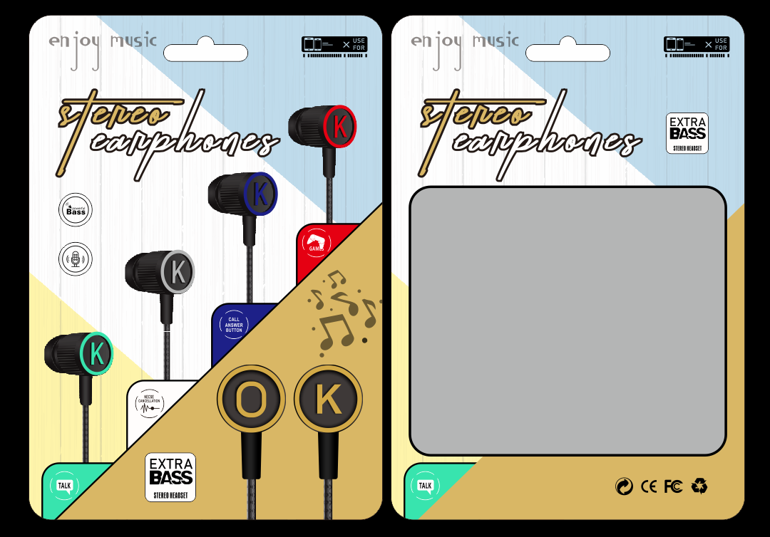 Guangdong Suoge brand OK1 mobile phone headphones, in-ear headsets, MP3 earbuds, wired headphones, small headphones, fashionable and creative products Item Picture