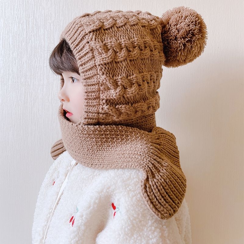Woolly Hat Industry 2022 New Knitted Thickened Children's Hat Woolly Scarf Integrated Woolly Hat undefined