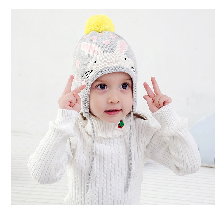 Furry Hat Industry Animal Cartoon Three-Piece Hat Scarf Gloves Knitted Knitted Knitted Hat Little Rabbit Knitted Hat undefined