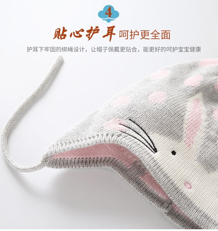 Furry Hat Industry Animal Cartoon Three-Piece Hat Scarf Gloves Knitted Knitted Knitted Hat Little Rabbit Knitted Hat details Picture