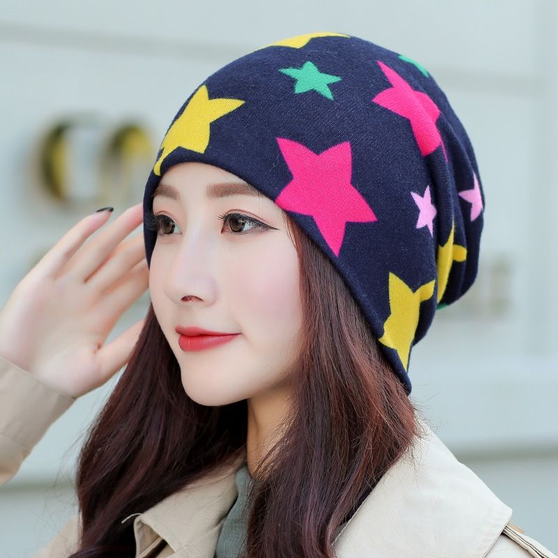 Colorful Five-Pointed Star Pull-Over Hat Moon Hat Pile Pile Hat Neck Set Bib details Picture