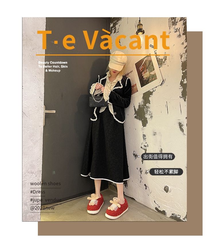 棉拖鞋女秋冬季新款可爱小熊居家室内防滑保暖月子鞋包跟毛绒棉鞋详情2