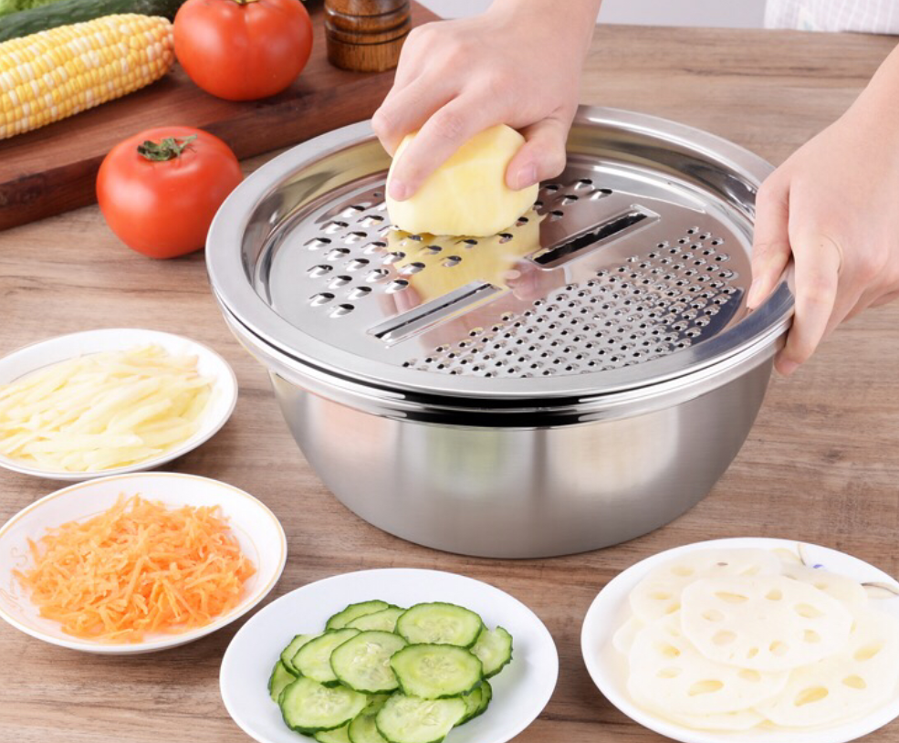 不锈钢刨丝盆多用刨丝盆家用洗菜盆沥水盆淘米漏盆详情图5