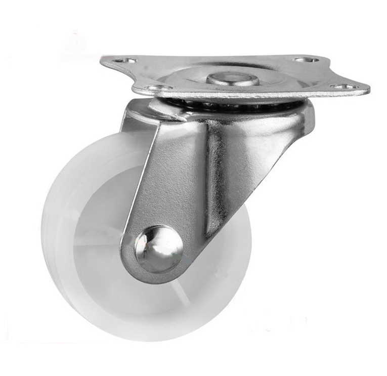 2-inch white PP flat-bottom movable wheels