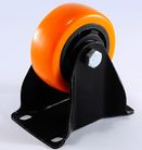 2.5寸中型橙面黑芯黑架双轴pvc平底固定橙色金钻脚轮
