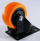 2.5寸中型橙面黑芯黑架双轴pvc平底活动橙色金钻脚轮