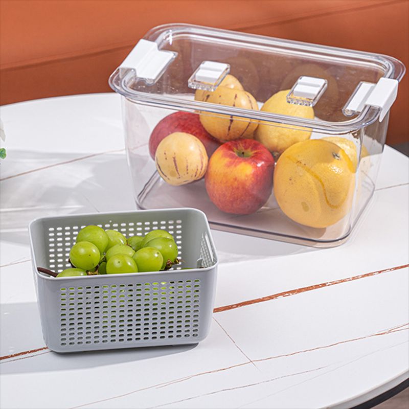 可以隔断的沥水收纳盒/家用有透气孔的保鲜盒/冰箱储物盒产品图