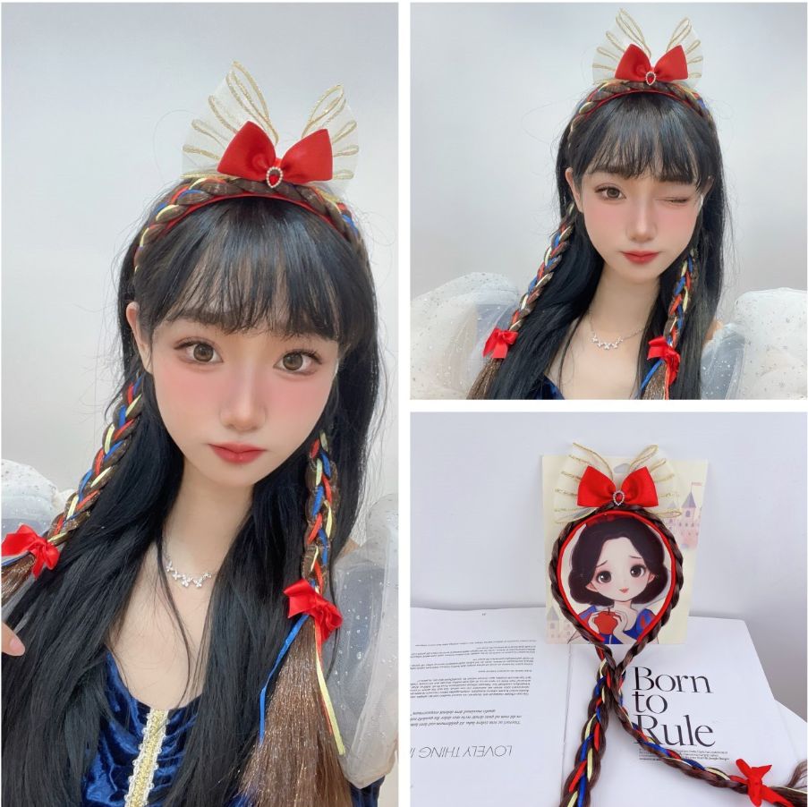 Snow White - Meteor Gauze Tied Double Braids Headband Item Picture