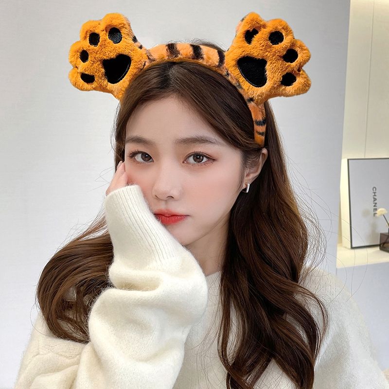 可爱老虎发箍2022新年头饰表演拍照压发头箍老虎耳朵毛绒发夹圣诞详情图11