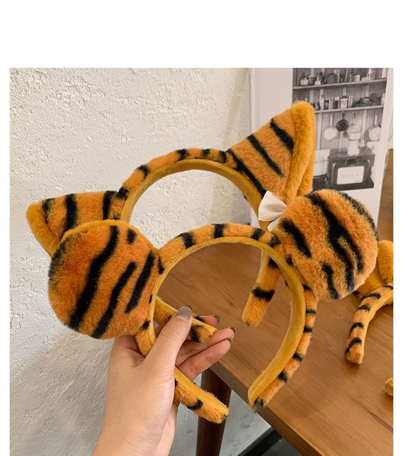 可爱老虎发箍2022新年头饰表演拍照压发头箍老虎耳朵毛绒发夹圣诞详情图15