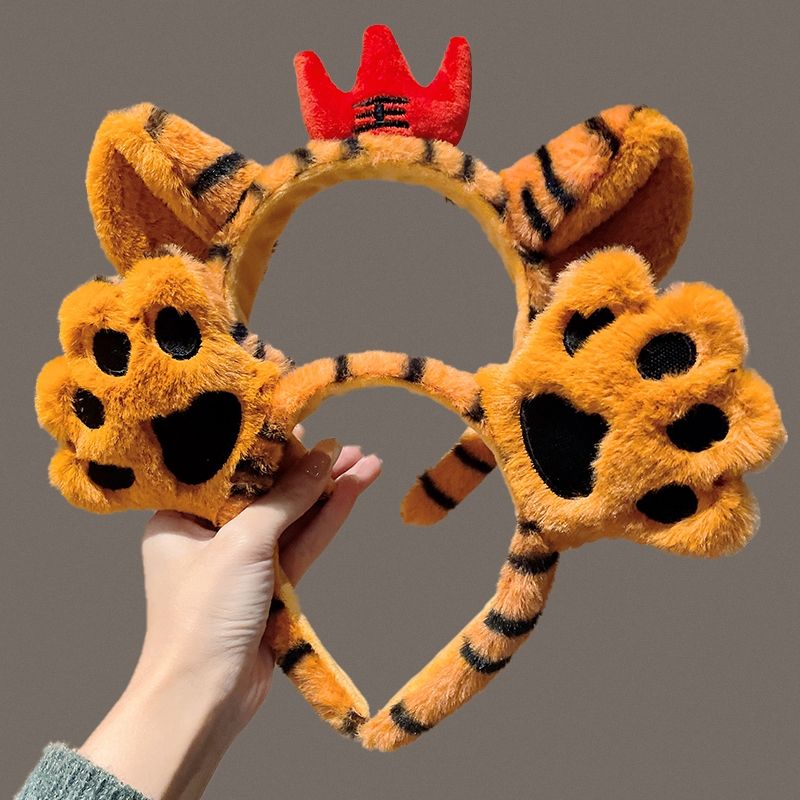 可爱老虎发箍2022新年头饰表演拍照压发头箍老虎耳朵毛绒发夹圣诞详情图12