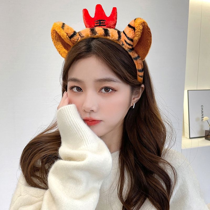 可爱老虎发箍2022新年头饰表演拍照压发头箍老虎耳朵毛绒发夹圣诞详情图9