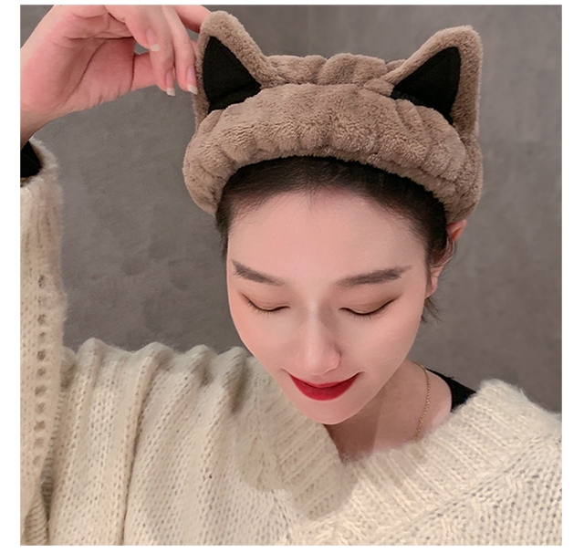网红可爱猫耳朵束发带女洗脸敷面膜发箍简约百搭韩版毛绒宽边头箍详情图6
