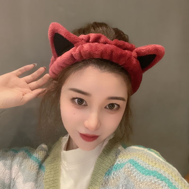网红可爱猫耳朵束发带女洗脸敷面膜发箍简约百搭韩版毛绒宽边头箍详情图10