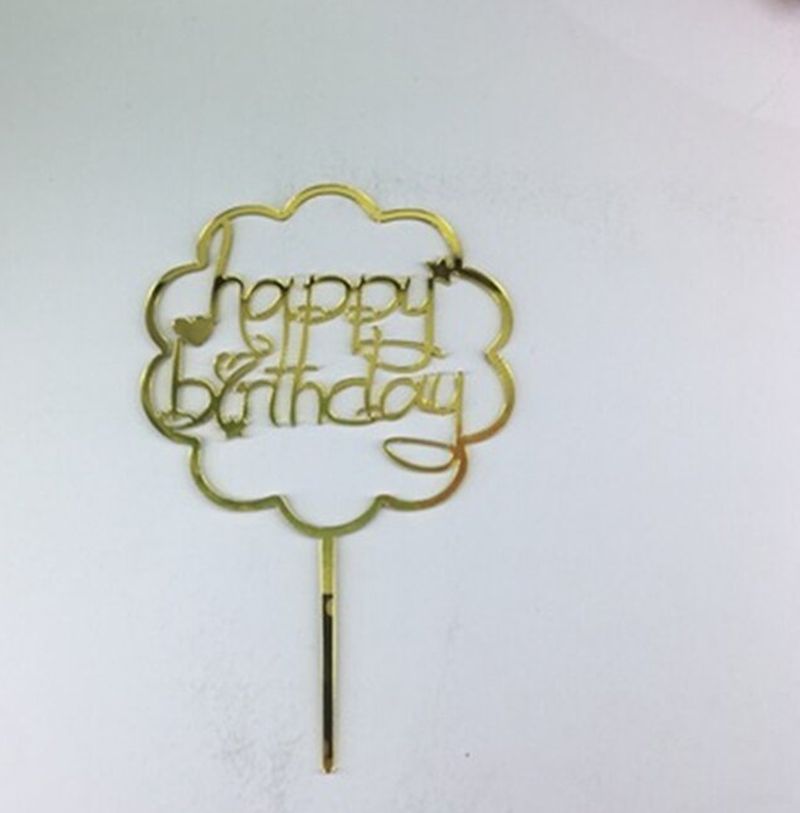 生日蛋糕装饰金色闪粉皇冠数字亚克力蛋糕插牌烘培甜品装饰插件10