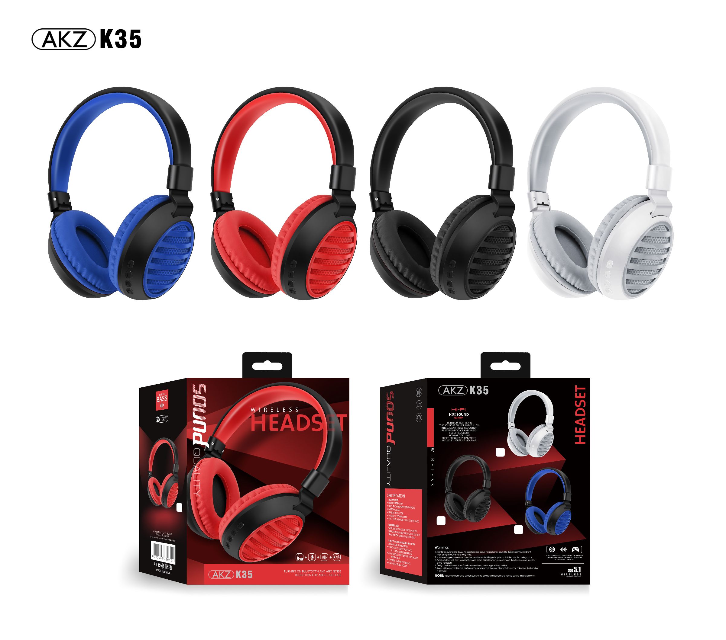 Sogo brand headphones, over-ear wireless Bluetooth headphones, K35