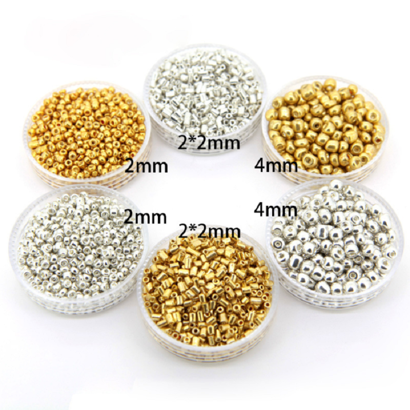 Yiwu diy beading materials: loose beads, hand-electroplated rice beads 2mm, 3mm, 4mm, accessories and ornaments, hand-made glass, diy tube beads Item Picture