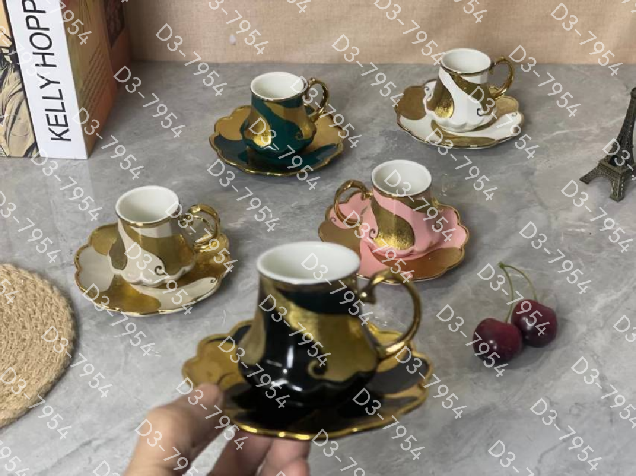 方圆陶瓷北欧风格咖啡小杯碟小清新陶瓷咖啡杯民族风格FY67567详情图3