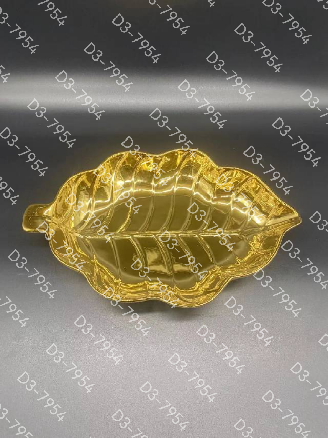 方圆陶瓷网红风格镀金树叶盘甜点盘餐具摆件FY765748详情图5