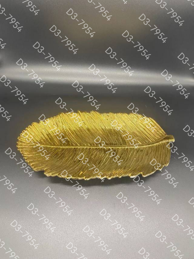 方圆陶瓷网红风格镀金树叶盘甜点盘餐具摆件FY765748详情图2