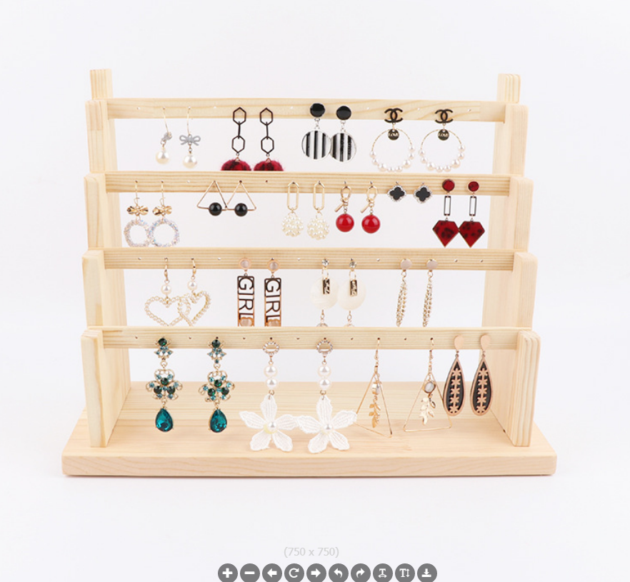 实木耳环耳钉展示架细节图