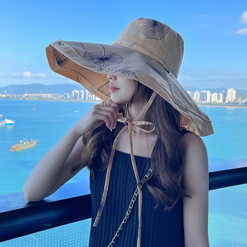 2022夏季韩版新款渔夫帽女日系少女大帽檐帽子海边度假防晒太阳帽详情5