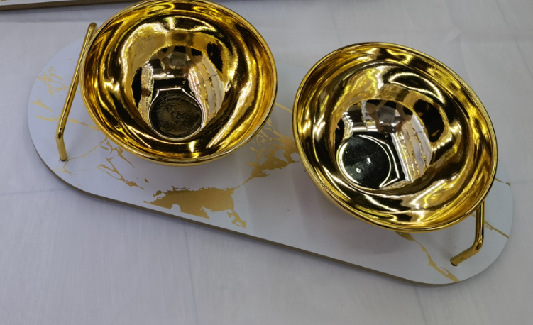 Home electroplated decorative gold bowl 34 detail image 2