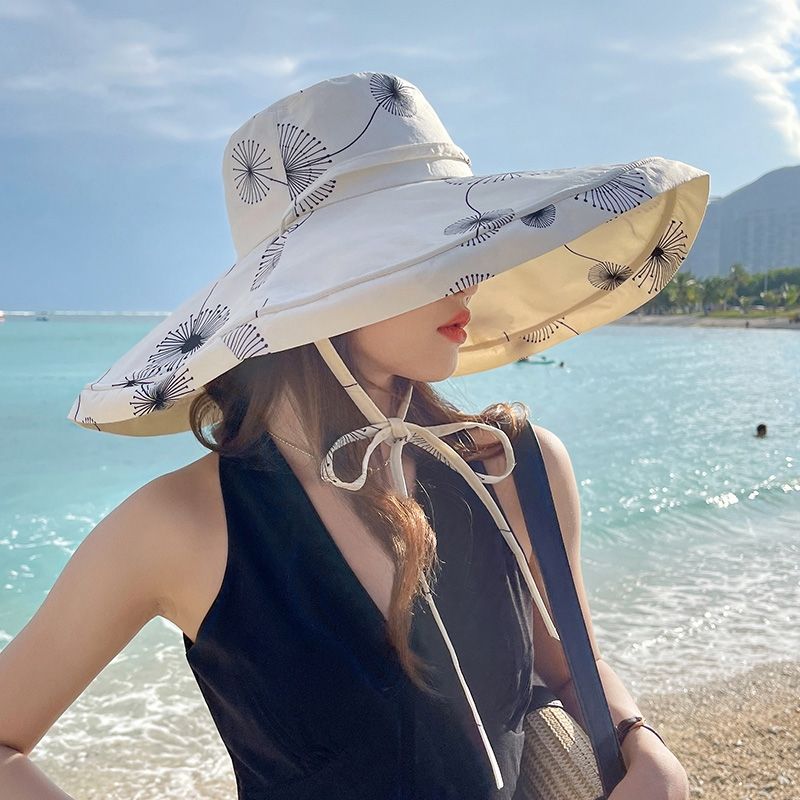 2022夏季韩版新款渔夫帽女日系少女大帽檐帽子海边度假防晒太阳帽详情4