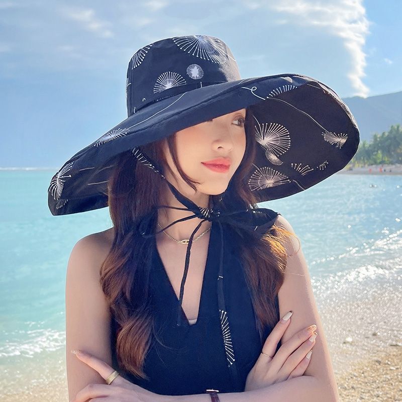 2022夏季韩版新款渔夫帽女日系少女大帽檐帽子海边度假防晒太阳帽详情2