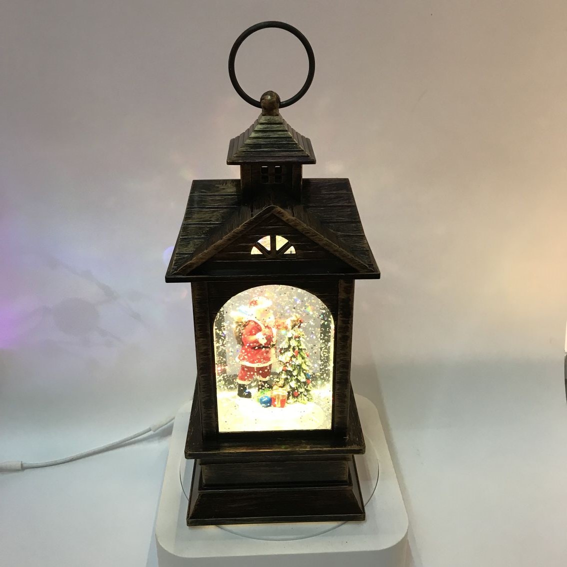 圣诞树圣诞用品注水房子风灯音乐盒 飘雪设计老人雪人八音盒节日装饰品 圣诞装饰品