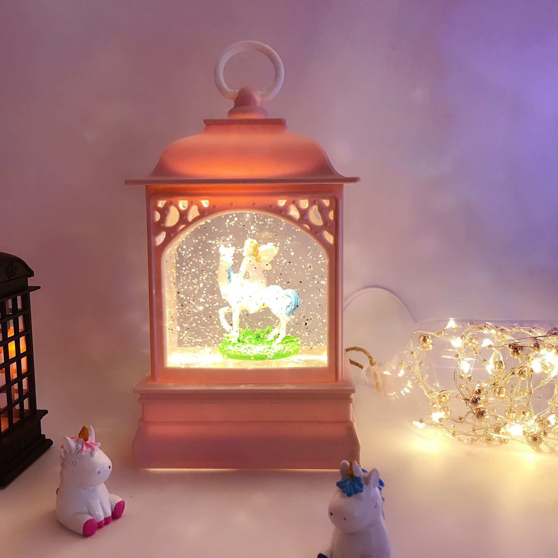 打水灌油带USB音乐飘雪送孩子生日礼物注水风灯