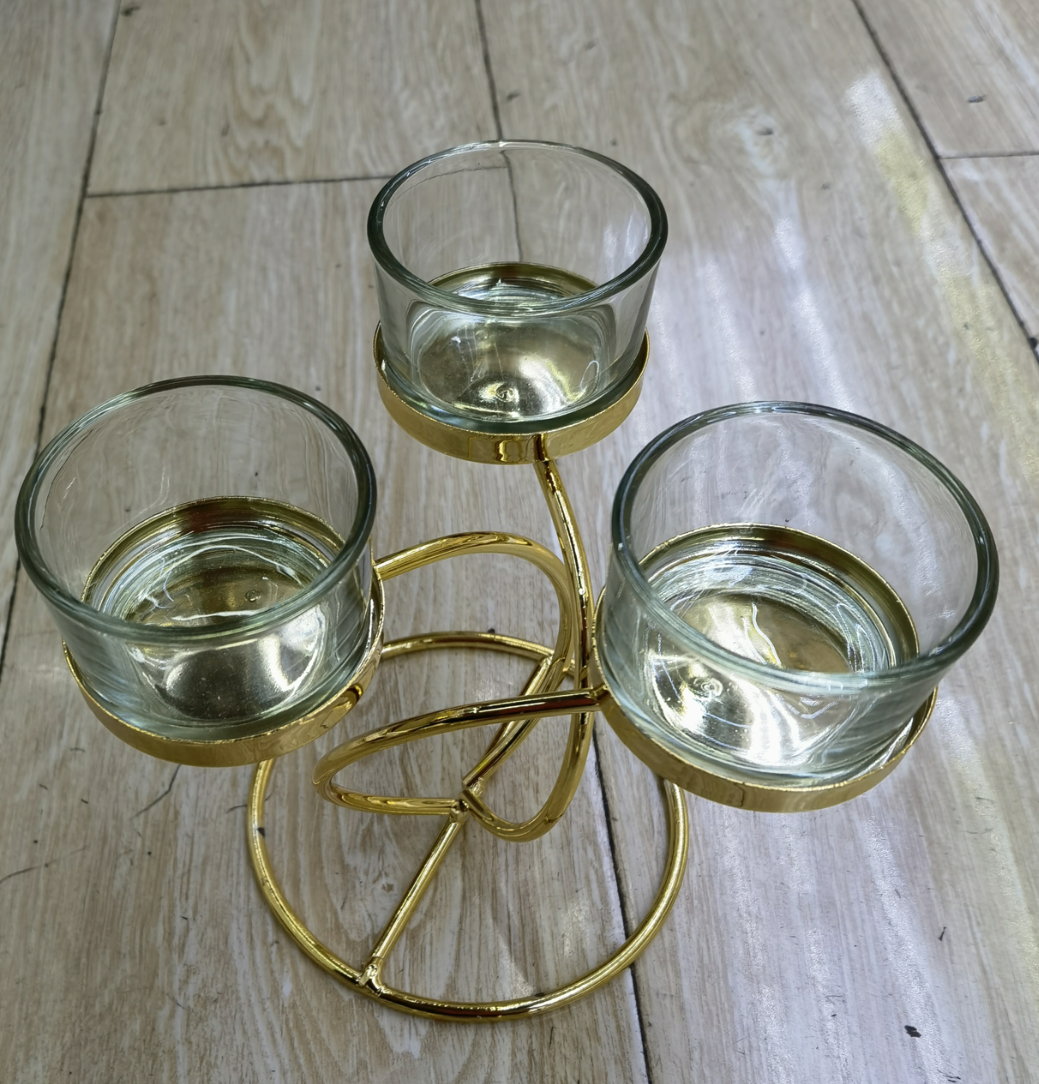 Metal ironwork electroplated decorative candlestick 06